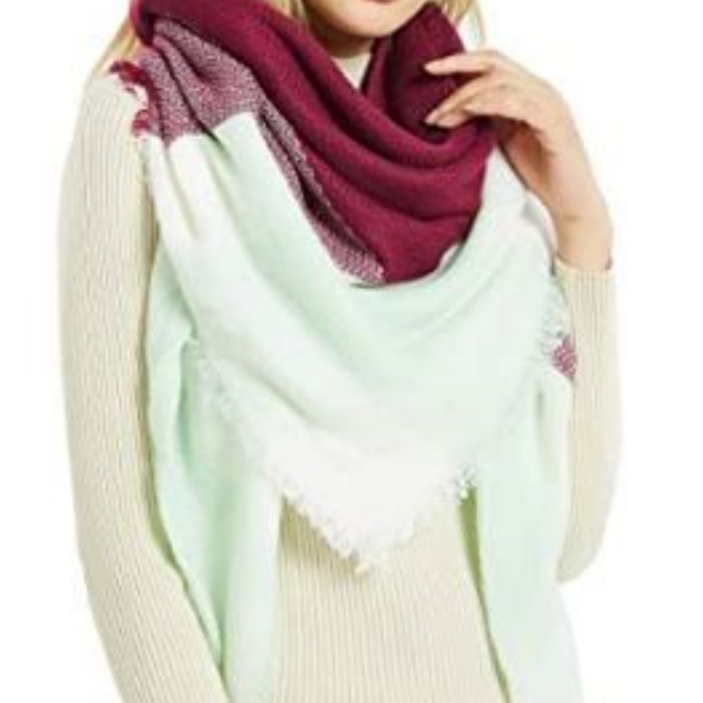 Wander Agio Plaid Purplish Green 13 Warm Long Shawl Winter Wrap